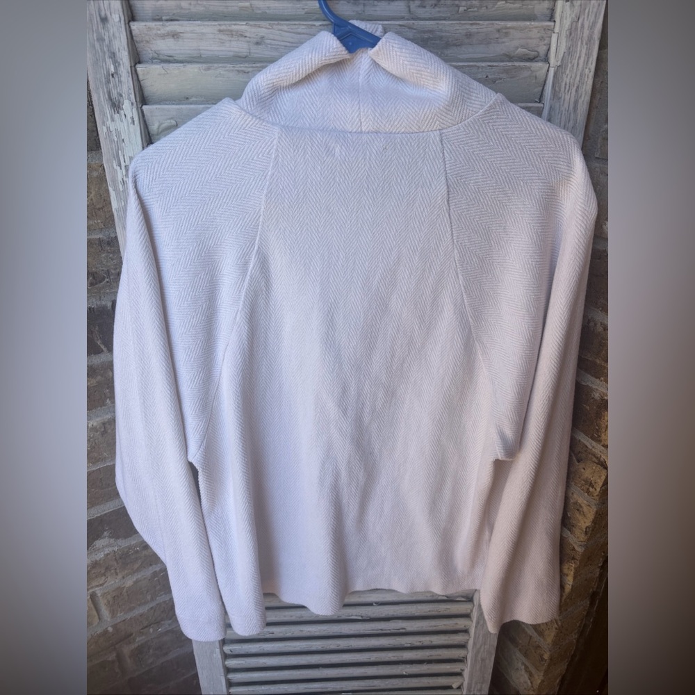 Madewell Brushed Herringbone Jacquard Turtleneck Top Lightrouse Ivory Small - Picture 4 of 6